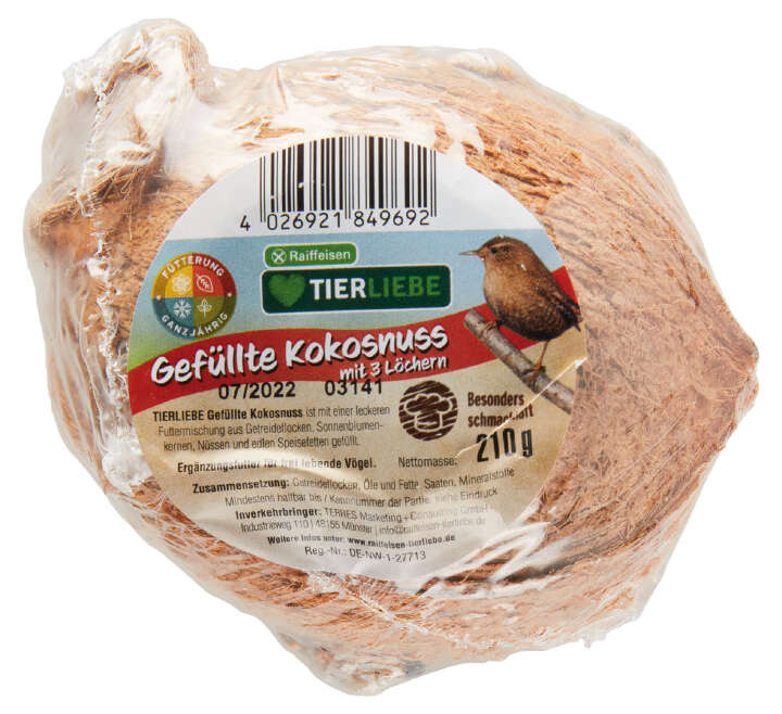 TIERLIEBE Wildvogelfutter Kokosnuss gefüllt